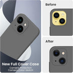 FireNova Designed for iPhone 14 Case, Silicone Upgraded [Camera Protection] Phone Case with [2 Screen Protectors], Soft Anti-Scratch Microfiber Lining Inside, 6.1 inch, Space Gray
