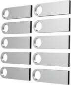 ABLAZE 1GB Flash Drive 10 Pack, Metal USB 2.0 Thumb Drives with Keychains USB Sticks Pendrives (Sliver)