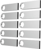 ABLAZE 16GB Flash Drive 10 Pack, Metal USB 2.0 Thumb Drives with Keychains USB Sticks Pendrives (Sliver)