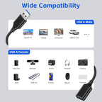USB Extender Cord 13FT(2 Pack), USB 3.0 Extension Cable, USB A Male to Female, Compatible for USB Flash Drive, Hard Drive, Card Reader, Webcam, Printer, Keyboard, Mouse, Playstation, Xbox, VR Headset