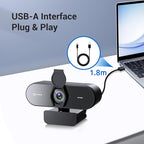 N newline 4K Webcam for PC, PDAF/CDAF Autofocus, 1080P@60FPS, 79° FOV, Auto Light Correction, 2 Noise Reduction Mics, Privacy Cover, USB-A, Streaming Camera for Skype, Teams, Online Meeting, NewEye 62