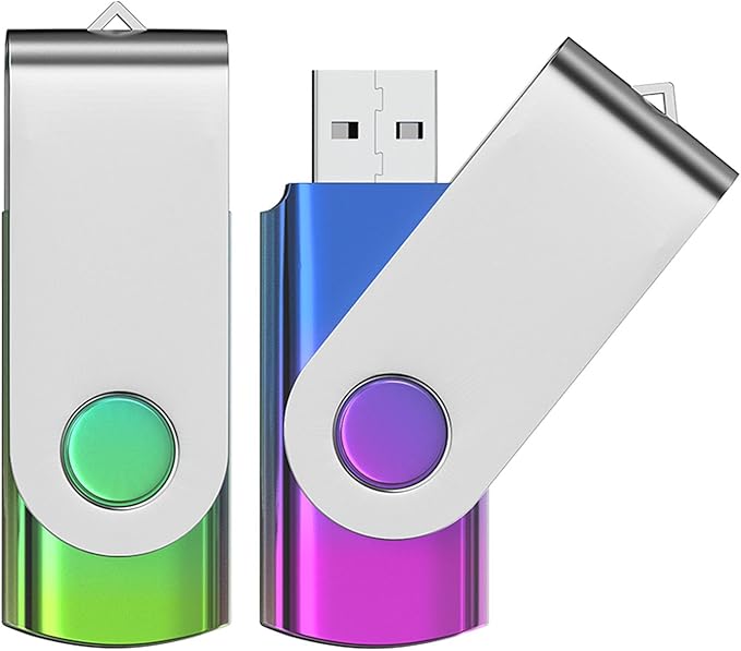 ABLAZE 32GB Flash Drive 2 Pack, USB 2.0 Thumb Drives with Lanyards Swivel USB Memory Stick 32GB（Green and Purple