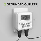 BN-LINK Digital Timer Outlet 7 Day Programmable Digital Outlet Timer with 2 Independent Outlets 3-Prong Mini Indoor Easy Set Stackable Plug-in for Lights Lamps Fans Accurate 8A/1000W 1/3HP
