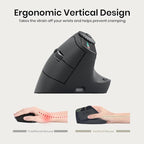 Vertical Ergonomic Mouse 2.4G Wireless BT Task Window Switching and Horizontal Scrolling,Adjustable DPI, Lightweight for Laptop,Desktop,PC,MacBook, Black (MKE 604)
