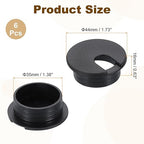 uxcell 6 Pcs 35mm (1.38 Inch) Desk Grommet, Plastic Cable Hole Cover, Wire Cord Cable Organizer for Home Office Computer Desk Cabinet, Black