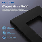ELEGRP Matte Black 1-Gang Screwless Decorative Wall Plates, Standard Size Unbreakable Thermoplastic Faceplate Cover for Decorator Receptacle Outlet Switch, UL Listed (20 Pack)
