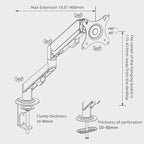 Monitor Arm Desk Mount Single 17-34 inch Portable Adjustable Vesa Stand Gas Spring Desktop Bracket 4.4 to 19.8 lbs with Clamp and Grommet Screen Up to 34 inch Computer pc M5-B