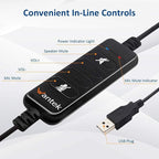 USB Headset with Microphone Noise Cancelling & Audio Controls, Computer Headphones for PC Laptop, Business, Home Office, Call Center, Skype, Zoom, Webinar, Clear Chat, Super Light,Single