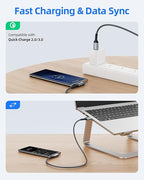 USB C 3.1 Gen 2 Cable, 0.5m USB A to C Nylon Braided 3A Fast Charge & Data Transfer 10Gbps Auto Type C Android Cable Compatible with Galaxy S21 S20 Note 20