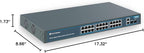 24 Port Gigabit Ethernet PoE Switch with 2 Uplink Gigabit Port & 2 SFP Port, YuanLey Unmanaged 24 Port PoE+ Network Switch, Rackmout, Build in 400W Power, Support 802.3af/at, Plug and Play