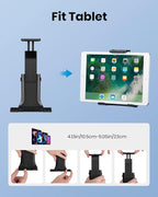 Moukey Tablet Holder for Microphone Stand, Adjustable Mic Music Stand Phone Holder Mount, Compatible with iPad, iPhone, Android, All 4.7 to 12.9 Inches Tablets & Smartphones