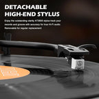 LP&No.1 Vinyl Record Player with Built-in Speakers, Vinyl Turntable with Magnetic Cartridge, Wireless,USB Recording and Playback,BT Out, Aux-in, Headphone Output,Auto Off, AT-3600L, 2-Speed Player