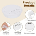 uxcell 8 Pcs 60mm (2.36 Inch) Desk Grommet, Plastic Cable Hole Cover, Wire Cord Cable Organizer for Home Office Computer Desk Cabinet, White