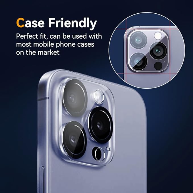 Camera Lens Protector for iPhone 16 pro 6.3 / iPhone 16 pro max 6.9,9H Tempered Glass，Ultra HD, Scratch Resistance Easy to Install，Case Friendly，[Does not Affect Night Shots] 3-Pack