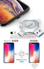 MFi Certified iDiskk 128GB Flash Drive for iPhone 17 16 iPad USB 3.0 Lightning Drive 4 in 1 Multi Functional External Storage for iOS and Android Samsung Phones Type c Devices and MacBook Photo Drive