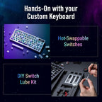 ASUS ROG Azoth 75 Wireless DIY Custom Gaming Keyboard, OLED display, Gasket-Mount, Three-Layer Dampening, Hot-Swappable Pre-lubed ROG NX Storm Switches & Keyboard Stabilizers, PBT Keycaps, RGB - White