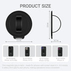 Grat 3 Upgraded Magnetic Phone Grip Stand, 360° Rotatable Silicone Strap Phone Loop Holder, Detachable Ring Kickstand Compatible with Magsafe iPhone 16 15 14 13 12 Pro/max, Black