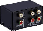 Audio Switcher RCA 2 in 1 Out/1 in 2 Out A/B Switch Stereo Audio Splitter Box with No Distortion RCA Jack for Switching Between Computer Speakers and Headphones