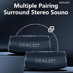 ZEALOT 80W Portable Bluetooth Speaker, Stereo Sound with Deep Bass,IPX6 Waterproof, LED Light,Bluetooth 5.2, Indoor/Outdoor Speaker for Party, Gathering, Pool, Camping,Travel (Black)