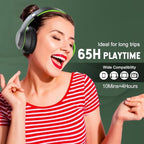 Wireless Bluetooth Headphones Over Ear, 65H Playtime HiFi Stereo Headset with Microphone and 6EQ Modes Foldable V5.3 Bluetooth Wireless Headphones for Travel Computer Laptop