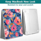 Teryeefi for M4 MacBook Pro 14 inch Case 2024 2023 2021 (M3 A2918 A2992 M2 A2779 M1 A2442 Pro/Max), Hard Shell Cover + Keyboard Cover for 14 inch Mac Pro with Retina XDR Display, Abstract Pink Flower
