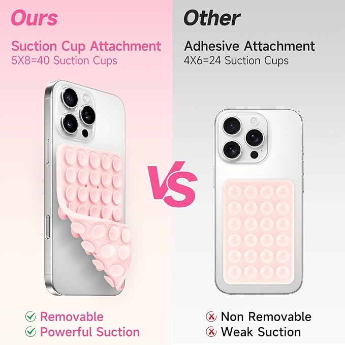 Silicone Suction Cup Phone Case Mount Double Sided, Phone Accessories Hands-Free Strong Grip Holder for Selfies and Videos, Silicon Phone Stand for iPhone and Android White