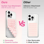 Silicone Suction Cup Phone Case Mount Double Sided, Phone Accessories Hands-Free Strong Grip Holder for Selfies and Videos, Silicon Phone Stand for iPhone and Android Lavender