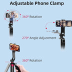 WOVTE 62" Selfie Stick with 2 Lights, Extendable Stand for iPhone, Selfie Stick with Remote, Portable Phone Tripod for Cell Phone Compatible with iPhone/Android, Camera & GoPro
