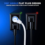 Maximm Cable 20 Ft 360° Rotating Flat Plug Extension Cord, 16/3 AWG Multi 3 Outlet 3-Prong Grounded Wire- White - UL Certified