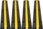 CXRCY Cable Protector Ramp 4 Pack of 1-Channel Rubber Hose Ramp, 22046Lbs Capacity Heavy Duty Speed Bumps Hose Cord Protector Ramps for Driveway&Outdoor/Wire/Hose/Pipe Hider