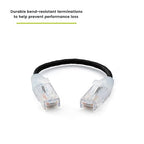 TRUECABLE Cat6 Component Rated Patch Cable, Unshielded (U/UTP), 6in, Black, 28AWG Solid Copper, Snagless 10G High-Speed Ethernet Cable, PoE++ 4PPoE 100W, UL Listed, RoHS-3, 1 Pack