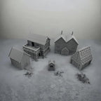 Paintable Tabletop Miniature Little Town Building Terrains Compatible with RPG War Games - 18mm Scale Dioramas Building Set Scenery with Medieval Architecture Style by HAUTICO (HVillageHouses4-1)