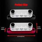 5 x M6 (1/4") Studs Power Distribution Block Bus Bar 12V, Ampper 4.3" 150A Marine BusBar Battery Distribution Block W/Cover for Car Boat Solar (Red & Black)