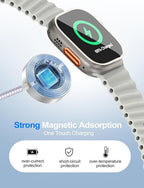 4-in-2 Charging Cable for Apple Watch Charger/Samsung/iPhone Charger,Car/Office/Camping/Travel Essentials,Type C Cable Multi Cord for iWatch Ultra/10-2/iPhone 16-11/Samsung S25-S20,iPad,airPods-Purple