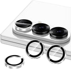 for Samsung Galaxy Z Fold 7 Camera Lens Protector, Individual Metal Ring Tempered Glass Lens Cover, [Strong Adsorption] Scratch Resistant Ultra-Thin HD Clear Lens Cover, 1 Set-Slivery Ring