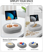 Tablet Pillow Stand, Compatible with 5"-12.9" Kindle, iPad, Phone/Tablet, Google, Samsung, 360° Rotating Phone Holder for Bed, Soft Plush Fabric, Detachable Bowl, Reading and Relaxation on Bed, Gray
