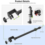 2 Pack Desk Mount with 1/4" & 3/8" Screws, Ball Head, 17-41" Adjustable Aluminum Stand, for DSLR & Ring Light