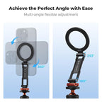 K&F CONCEPT Magnetic Metal Phone Mount with Cold Shoe Mount, Adjustable Rotatable Phone Holder Adapter Compatible with iPhone 17/16/15/14/13 Serie, Camera Monitoring, Tripods, Stabilizers