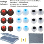 Earbuds Replacement Tips Silicone Earbud Tips Ear Gels Fit for Inner Hole from 3.8mm - 5.1mm Earphones 9 Pairs S/M/L
