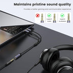 MOSWAG Headphone Splitter for Computer, 3.5mm Female to Dual 3.5mm Male Cable for PC Gaming, Headphone Mic Splitter for PC 24K Gold-Plated with Noise Cancellation for Laptop/Speakers/Mic【11inch/28cm】