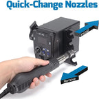 WEP 959D Hot Air SMD Soldering Rework Station with Quick-Change Nozzle System, Nozzle Holder, 5 Additional Nozzles, Adjustable Temperature, °C/°F Conversion and Buzzer Prompt