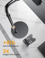 LISEN for iPad Stand for Desk Portable Monitor Adjustable Tablet Stand, Thick Case Friendly iPad Pro Holder Fits(4.7"-15.6") 12.9/10.9/10.2 Air Mini 4 3 2 Fire Tab Nexus Kindle, Black