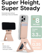MOFT Phone Tripod Wallet for iPhone, Mulit-Angles, Lightweight & Portable Phone Stand, MOVAS Vegan Leather Magnetic Wallet, Strong Magnets, NFC Card Holder,Travel Essential, Peach pink(With Card Slot)