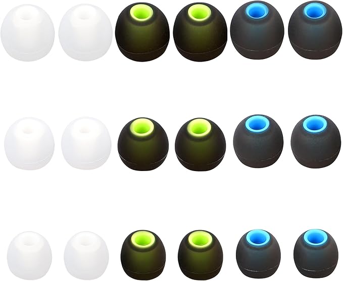 Earbud Replacement Tips - Silicone Ear Tips Fit Most - S M L, 9 Pairs