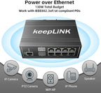 10-Port Industrial Gigabit PoE Switch, Managed with 8 PoE+@130W, 2 SFP Slots, DIN Rail Network Switch, IP40, Operating Temperature Range of -30° – 75°C (-22° – 167°F), Lifetime Protection