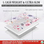 CISSOOK Flower Case for MacBook Air 13.6 Inch M4 M3 M2 Chip Model A3240 A3113 A2681, Plastic Shell Cover with Keyboard Cover Screen Protector for MacBook Air 13 2022-2025, Flowers Watercolor