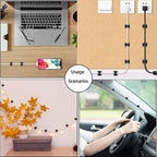 100 PCS Adhesive Cable Clips Cord Organizer (Small, Medium,Large),Wire Holder for Cable Management, Outdoor Light Clips Light Hooks for LED String,Car Dash Cam, Extension Cord (Black)
