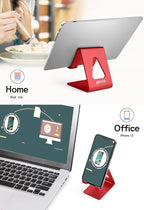 Desk Cell Phone Stand, Phone Holder, Aluminum Mobile Phone Cradle Dock for iPhone 14 13 12 pro 11 X Xs max 8 7 6 6s Plus SE 5 5s SE Samsung, All Smart Phones, Red