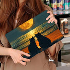 Compatible with MacBook Air 13 inch Case M1 A2337 A2179 A1932 2021 2020 2019 2018 Release with Retina Display & Touch ID, Printed Pattern Plastic Hard Shell Case Cover, Cat Watching Moon