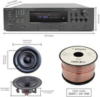Vaiyer Home Audio System Kit, 6-Channel 6000 Watts Bluetooth Amplifier with 6.5" 8 QTY of 200 W Each Frameless in-Wall in-Ceiling Speakers & 16 AWG 500 ft. Speaker Wire - Perfect for Home, Office, Bar